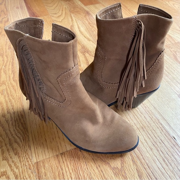 Sam Edelman Boots Women’s 6.5 Leather Suede Fringe Louie Side Zip Western - Picture 2 of 12